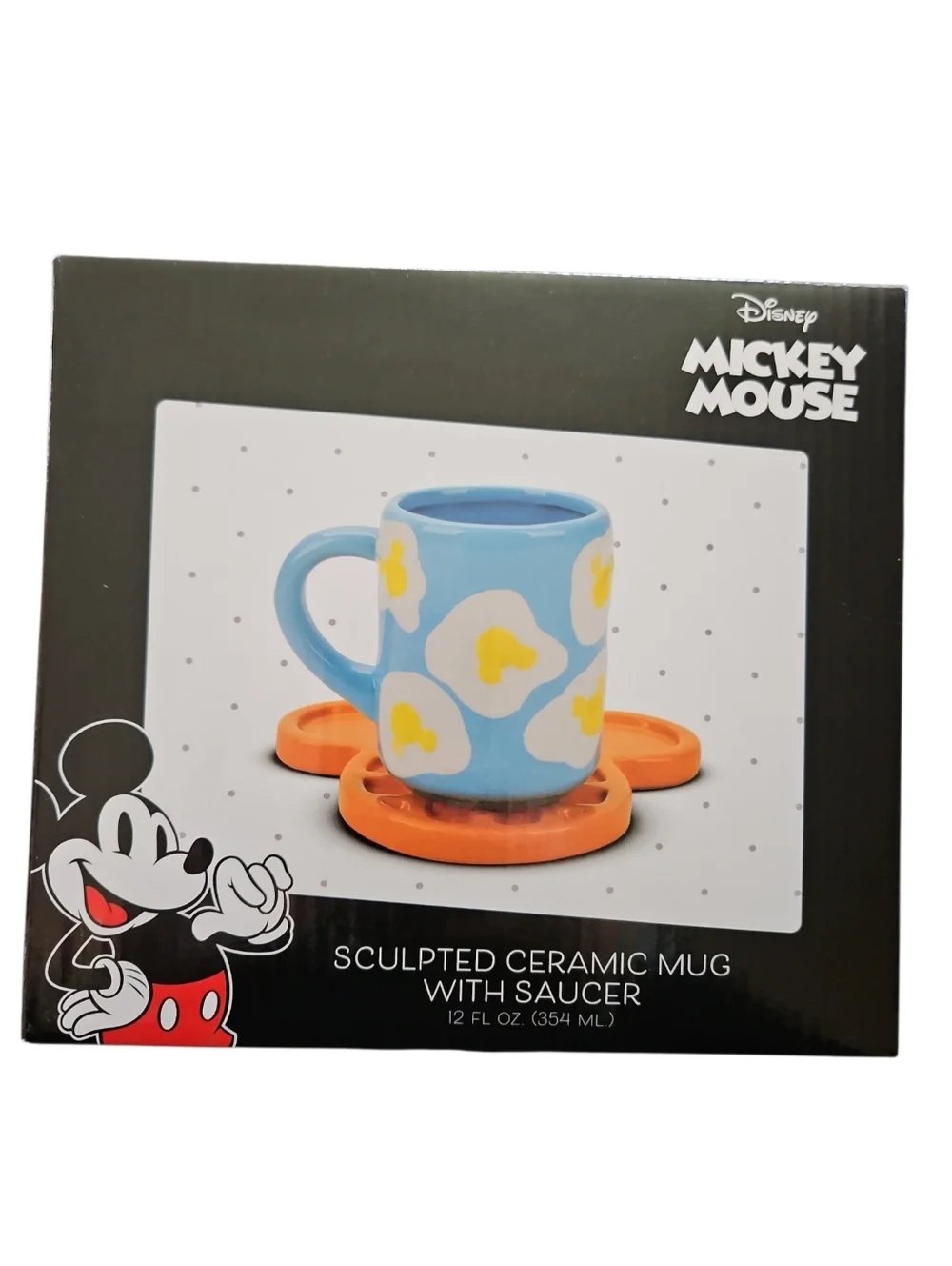 Disney Mickey Mouse Sculpted Ceramic Mug with Saucer 12oz Breakfast Set - Picture 2 of 3